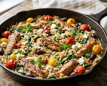 Griechische Kritharaki-Puten-Pfanne | In 25 Minuten