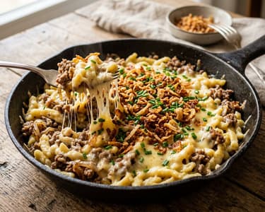 Allgäuer Hack-Käsespätzle | In 20 Minuten cremig & deftig