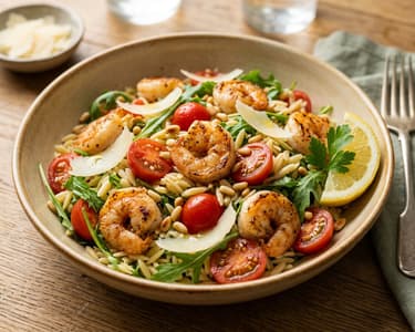 Italienischer Orzo-Salat mit Garnelen | Frischer Genuss