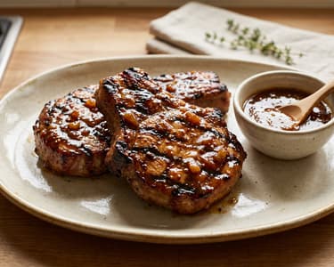 Grilled BBQ Kasseler Pork Chops with Apple-Mustard Glaze