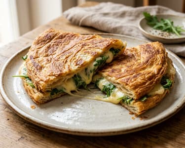 Crescia Sfogliata di Urbino mit geschmolzenem Käse | Knuspriges Schicht-Fladenbrot
