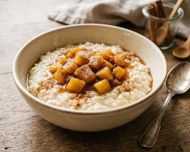 Creamy Rice Pudding with Apple Compote | Cinnamony & Warming