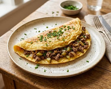 Hearty Farmer's Omelette with Minced Meat | Served in 20 Minutes