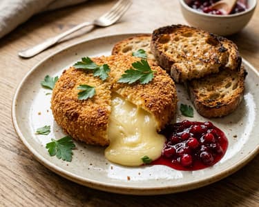Baked Camembert with Lingonberries & Toasted Farmhouse Bread