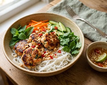 Bún Chả Tôm | Crispy Prawn Patties with Rice Noodles