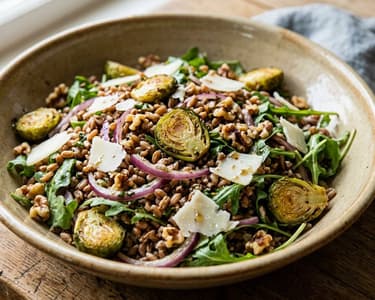 Tuscan Farro Salad | With Roasted Brussels Sprouts