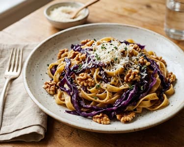 Tagliatelle with Red Cabbage & Walnuts | Fine Autumn Delight