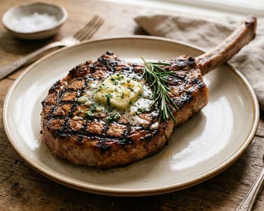 Gegrilltes Pork Tomahawk Steak | Saftig mit Kräuterbutter