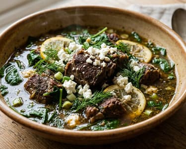 Arni me Spanaki | Greek Lamb and Spinach Stew