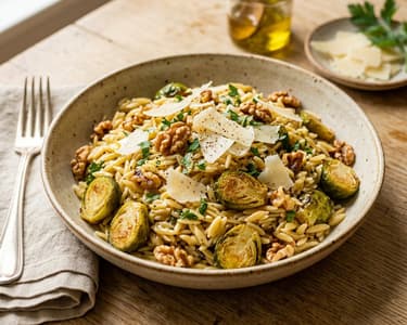 Italian Orzo Salad | With Brussels Sprouts & Pecorino