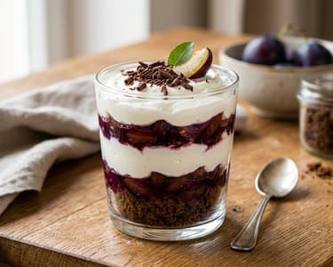 Westphalian Quark Dessert with Plums | Creamy & Crunchy