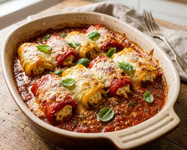 Involtini di Peperoni al Forno | Mediterranean Bell Pepper Rolls with Ricotta