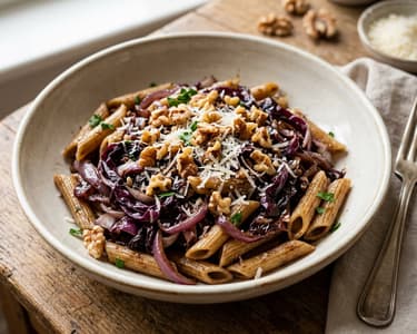 Penne with Caramelized Radicchio & Balsamic Vinegar | Quick Autumn Pasta