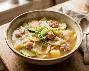Dak Sujebi | Korean Chicken Soup with Hand-Torn Dough