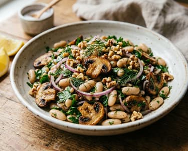 Turkish Bean & Mushroom Salad | Warm & Autumnal