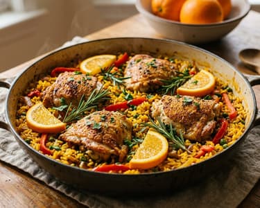 Spanish Orange Chicken Rice Pot | Arroz con Pollo a la Naranja