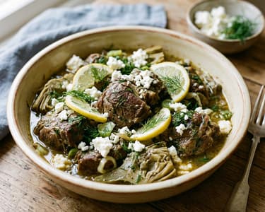 Greek Lamb with Artichokes | Tenderly Braised
