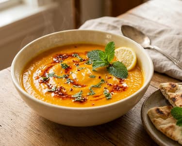 Tatlı Patates Çorbası | Turkish Sweet Potato Soup with Mint-Chili Butter