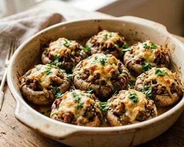 Stuffed Mushrooms with Minced Meat | Quick & Savoury