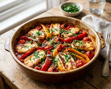 Cypriot Bell Pepper & Halloumi Bake | Fırında Biberli Hellim