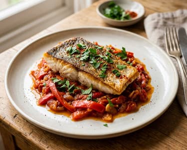 Lucioperca a la Riojana | Spanish Pike-Perch on Bell Pepper and Tomato Vegetables