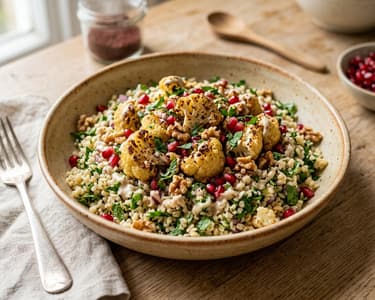 Türkischer Blumenkohl-Bulgursalat | Mit nussigem Tahin