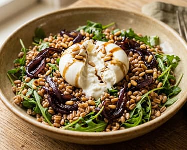 Toskanischer Farro-Salat mit Balsamico-Zwiebeln & Burrata