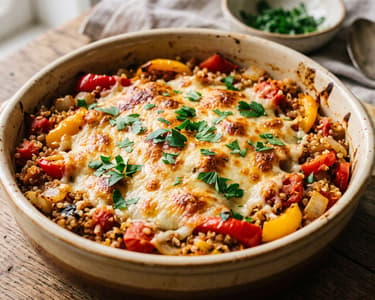 Spanischer Quinoa-Paprika-Auflauf mit Manchego