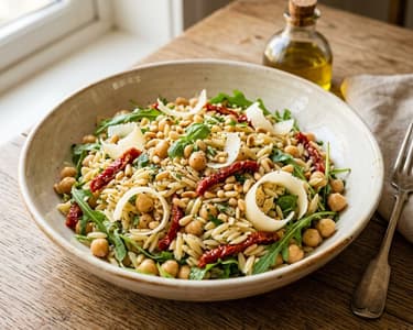Italienischer Orzo-Salat mit Kichererbsen & Rucola