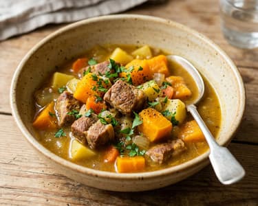 Kürbiseintopf mit Schweinenacken | Wärmender Herbstgenuss