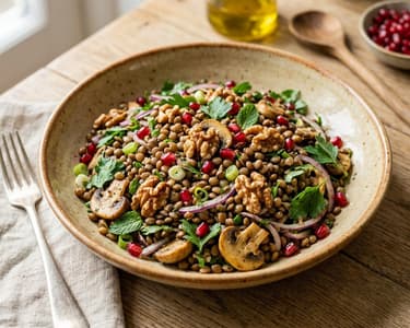Türkischer Linsensalat mit Pilzen | Mantarlı Mercimek