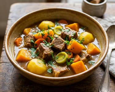Kürbiseintopf mit Schweinegulasch | Deftig & wärmend