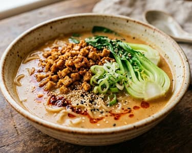 Vegane Tantanmen | Cremige Ramen mit Tofu-Hack