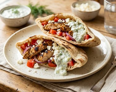 Griechische Hähnchen-Pita | In 20 Minuten gefüllt