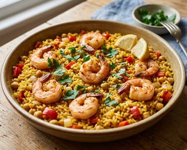 Garnelen-Kichererbsen-Reistopf | Spanischer One-Pot