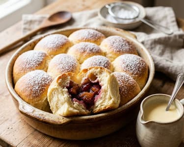 Bayerische Rohrnudeln mit Zwetschgen | Fluffig & Goldbraun