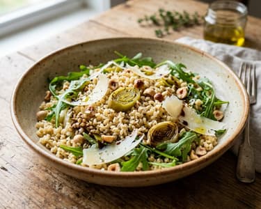 Italienischer Bulgursalat mit geschmortem Lauch & Pecorino | Herbstlicher Toskana-Genuss