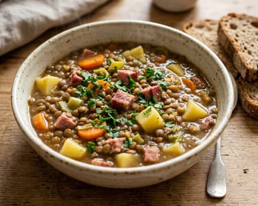 Kasseler-Linseneintopf mit Kartoffeln | Deftiger Herbstklassiker