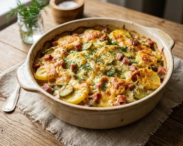 Spreewälder Kartoffel-Gurken-Auflauf | Deftig überbacken