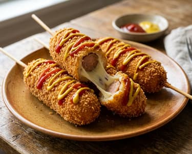 Koreanischer Chicken Mozzarella Corn Dog | Knusprig & käsig