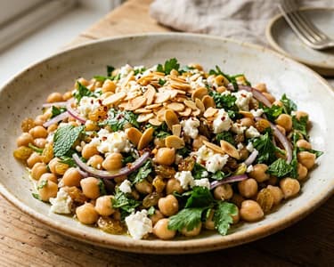 Osmanischer Kichererbsensalat | Mit Sultaninen, Feta & gerösteten Mandeln