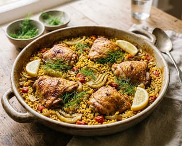 Spanischer Hähnchen-Fenchel-Reistopf | Arroz con Pollo e Hinojo