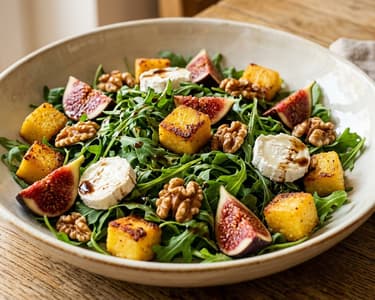 Italienischer Salat mit knuspriger Polenta | Feigen & Ziegenkäse