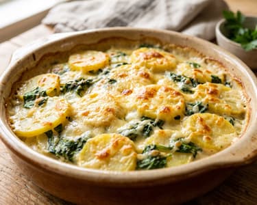 Potato and Spinach Casserole | Hearty Bake with Mountain Cheese