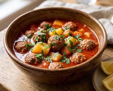 Turkish Sulu Köfte | Juicy Meatballs in Tomato Sauce