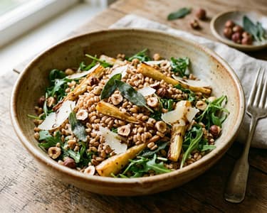 Tuscan Farro Salad with Roasted Parsnips