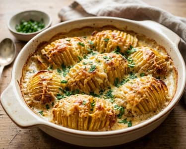 Fächerkartoffel-Auflauf mit Bergkäse