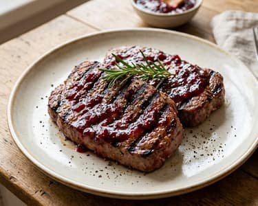Gegrillte Wildschweinsteaks mit Preiselbeer-BBQ-Glasur | Zart & Rauchig