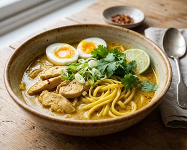 Ohn No Khao Swè | Burmesische Kokos-Hähnchensuppe