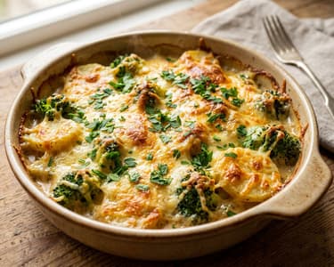 Kartoffel-Brokkoli-Auflauf mit Bergkäse